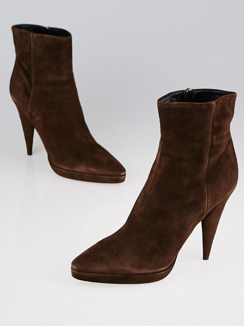 Prada suede platform booties online