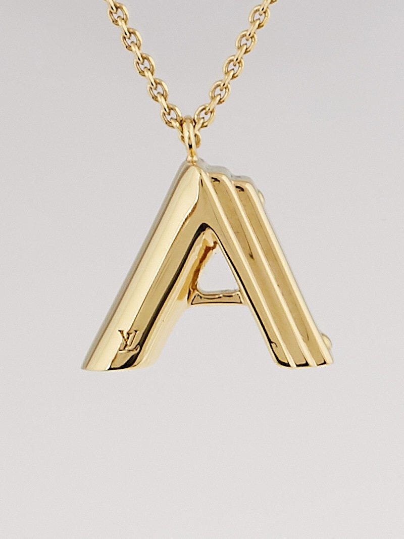 Louis Vuitton Goldtone Metal LV and Me Letter A Necklace - Yoogi's Closet