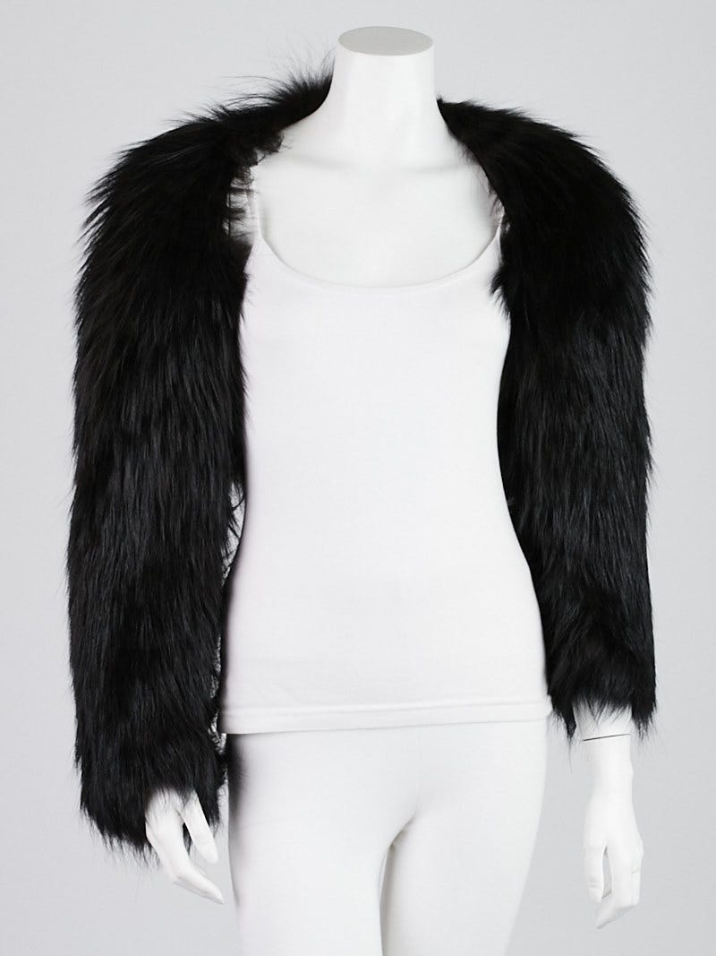 Gucci Black Fox Fur Cropped Jacket Size 6/40 - Yoogi's Closet