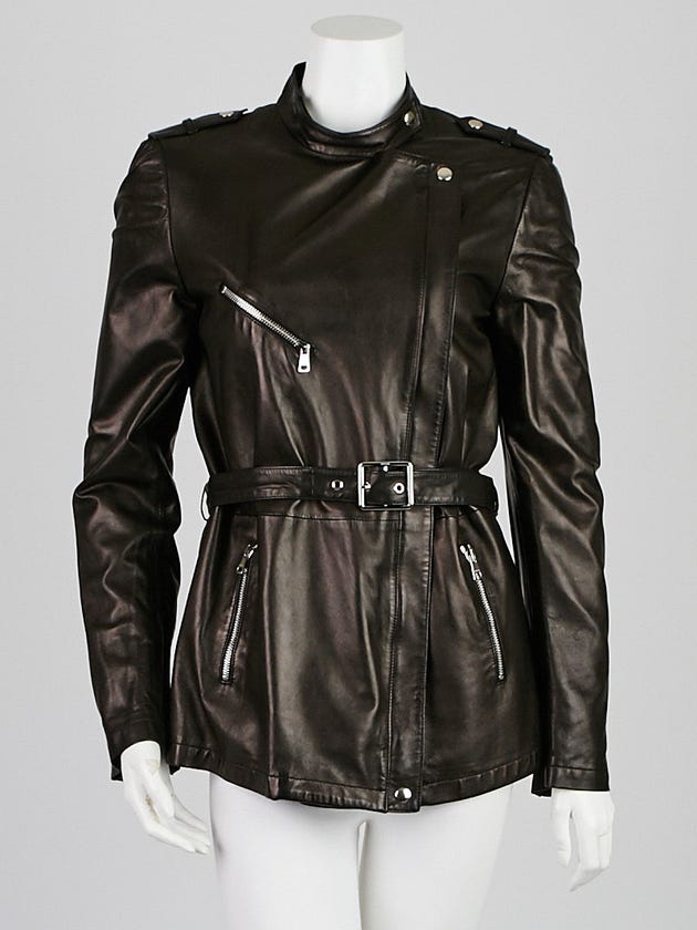 Gucci Black Leather Motorcycle Jacket Size 8/42