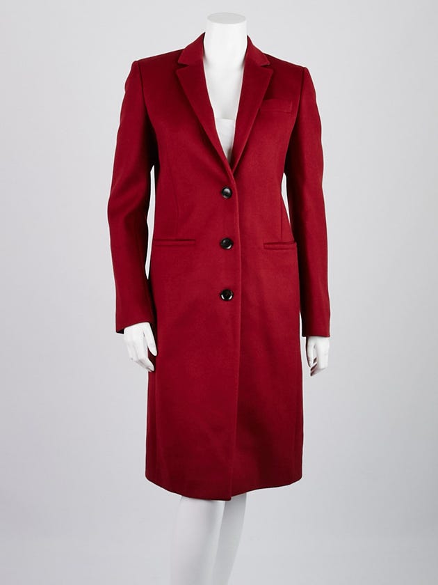 Gucci Dark Red Lambs Wool Long Coat Size 8/42
