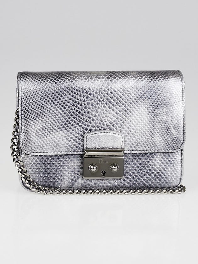 Christian Dior Metallic Silver Karung Snakeskin Miss Dior Mini Promenade Bag
