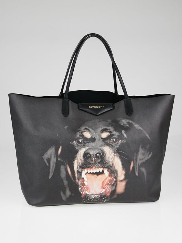 Givenchy Black Coated Canvas Rottweiler Antigona Large Tote Bag