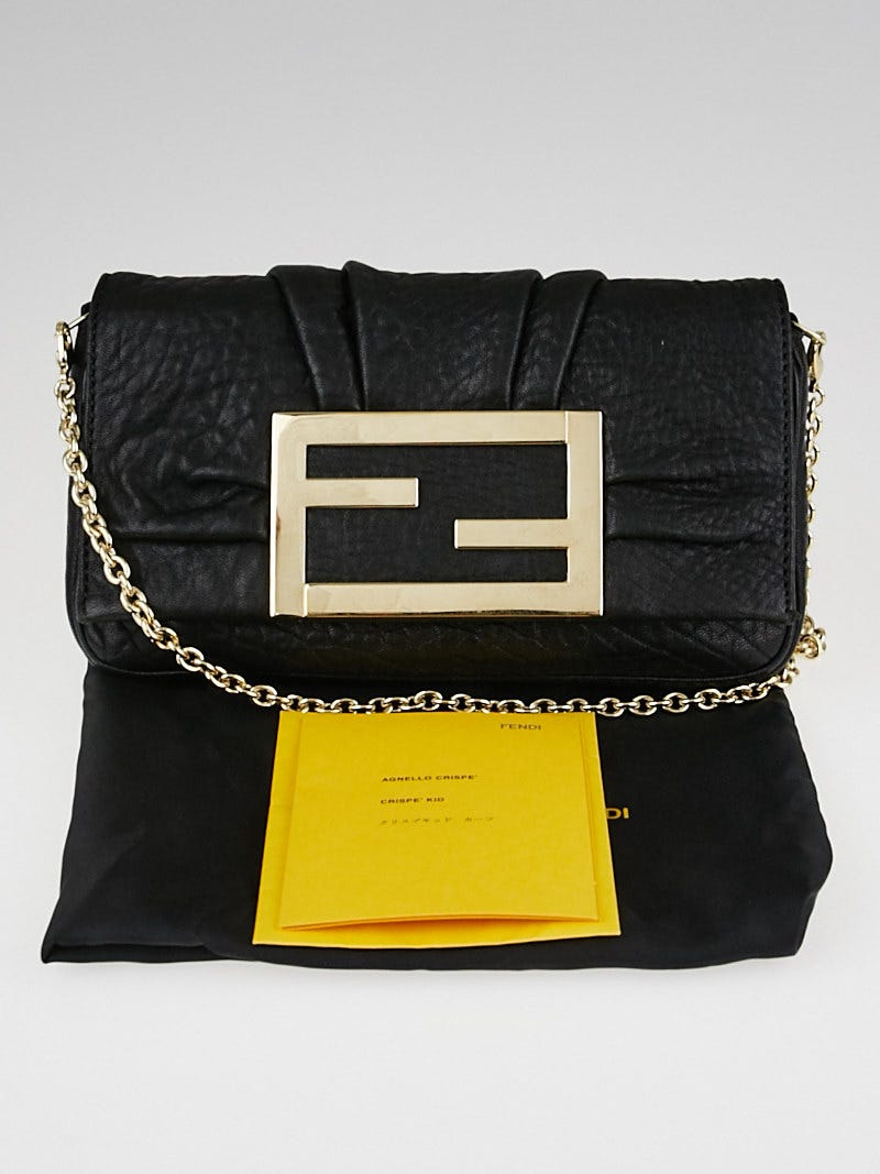 Fendi Black Leather Mia Pochette Bag - 8BP046 | Yoogi's Closet