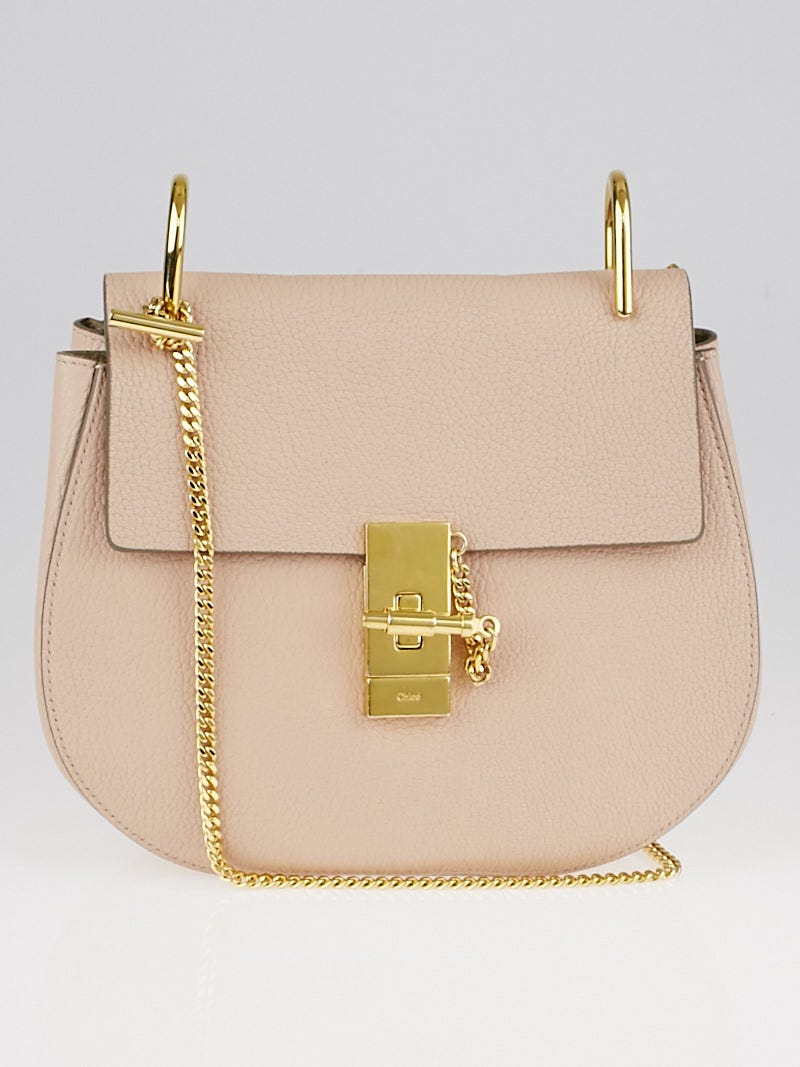 Chloe Cement Pink Pebbled Leather Small Drew Bag Yoogi s Closet
