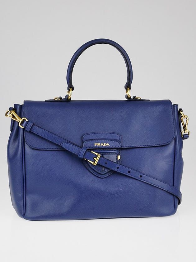 Prada Bluette Saffiano Leather Satchel Bag BN2156
