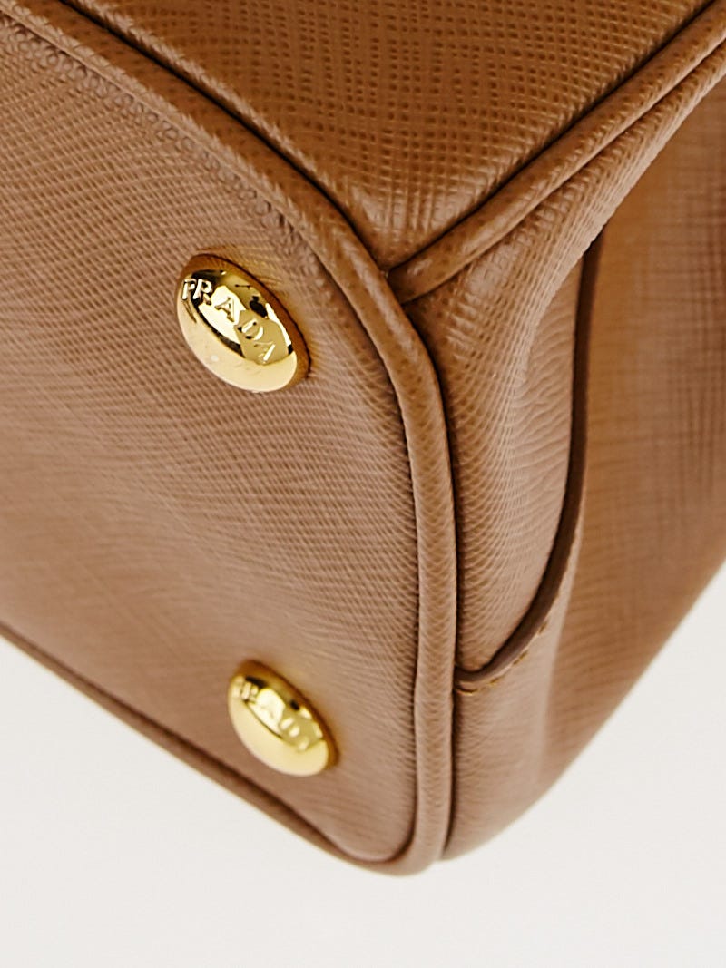 Prada Cannella Saffiano Lux Leather Small Double Zip