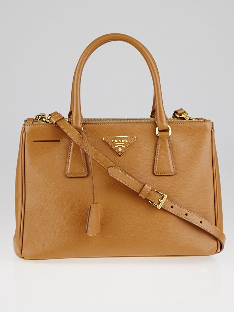 【専用づかちん様】　PRADA ビジネスバッグ ベージュ ブラウン Prada Caramel Saffiano Lux Leather Double Zip Small Tote Bag