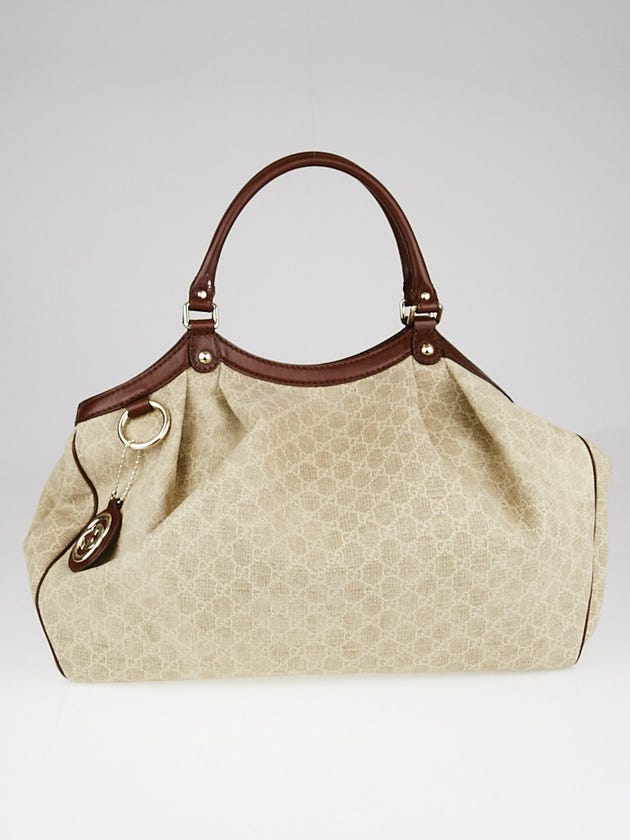 Gucci Beige/Brown GG Natural Canvas Large Sukey Tote Bag