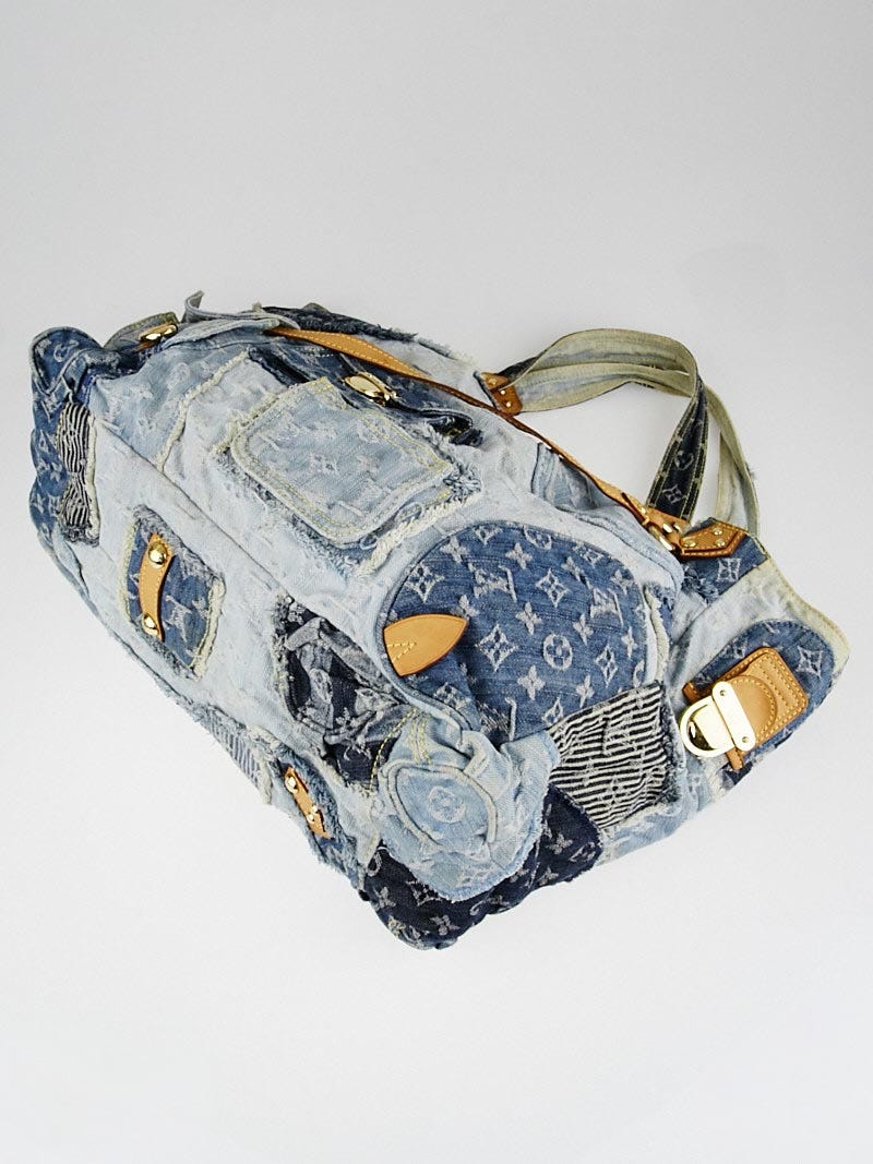 LOUIS VUITTON Denim Patchwork CABBY Tribute Style Large Bag Rare