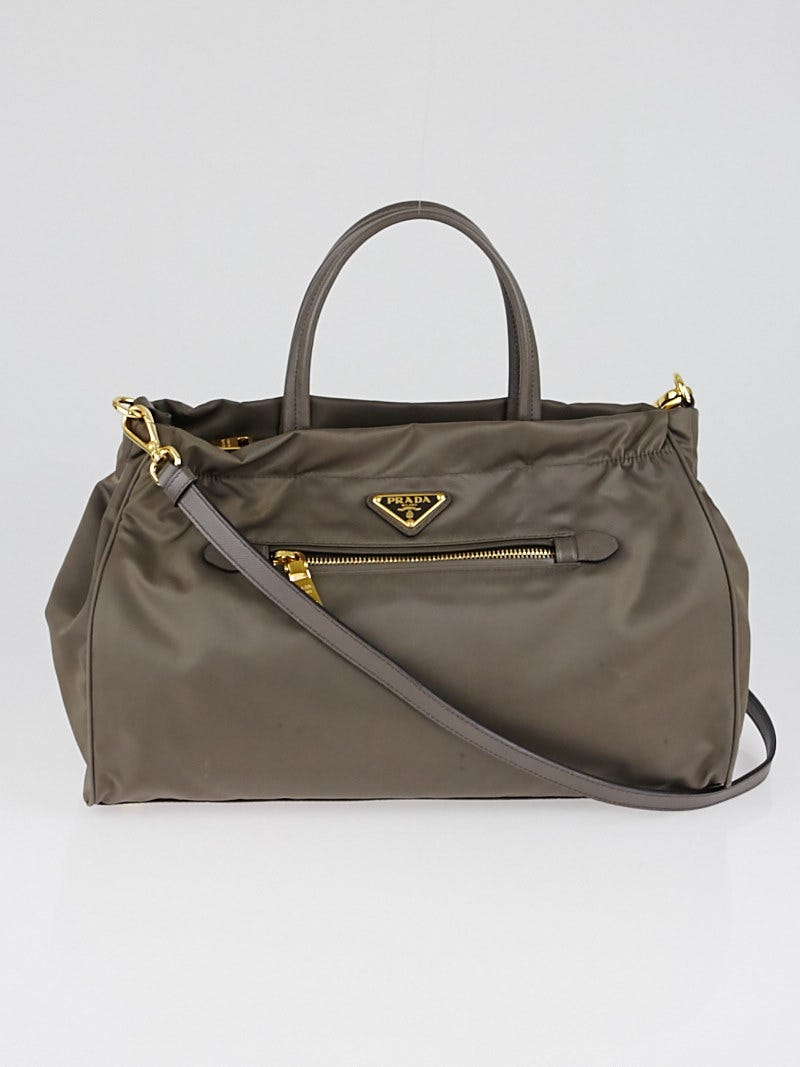 Prada, Bags, Prada Vintage Saffiano Leather Trimmed Tessuto Tote Handbag