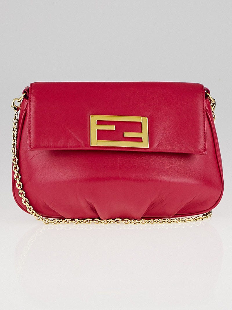 FENDI: bag in leather with logo - Fuchsia