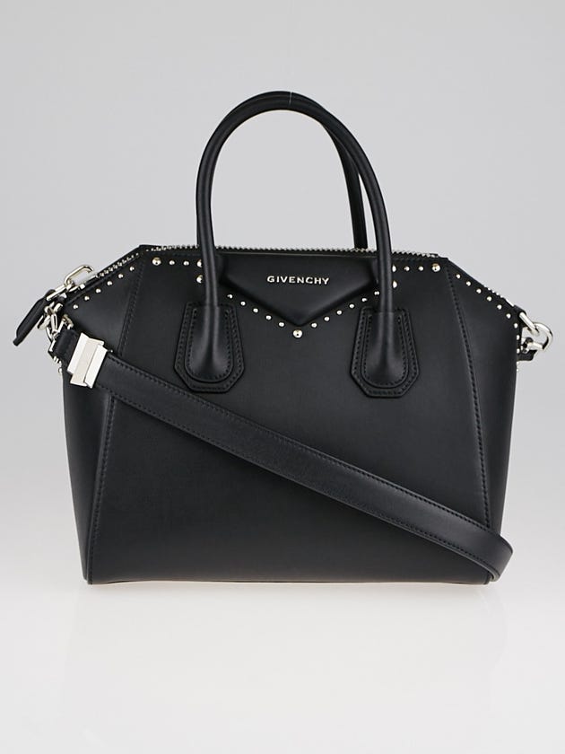 Givenchy Black Smooth Calfskin Leather Studded Small Antigona Bag