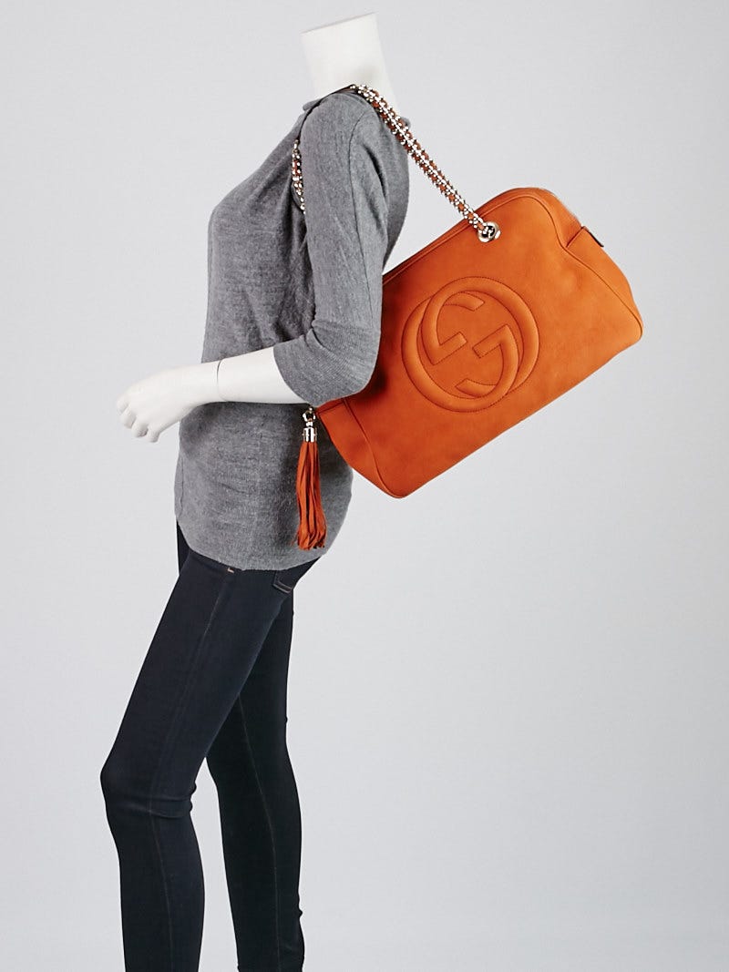 Gucci Orange Nubuck Leather Large Soho Chain Shoulder Bag