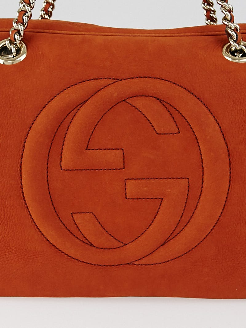 Gucci Orange Nubuck Leather Large Soho Chain Shoulder Bag