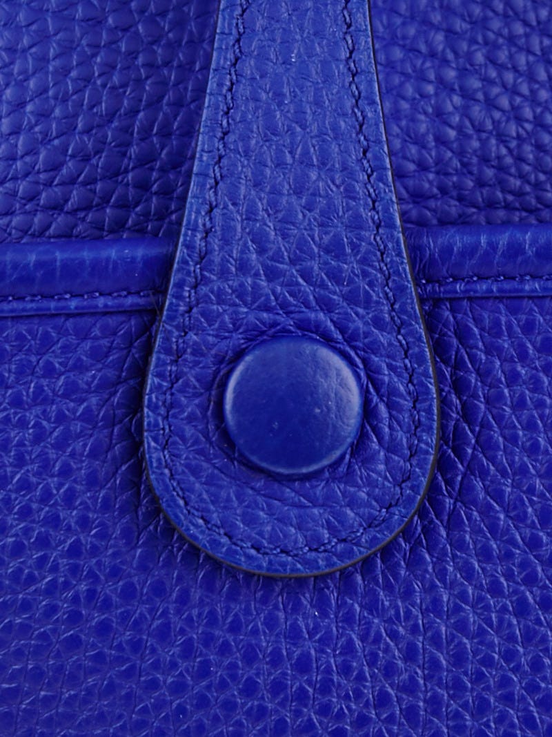 Hermes Electric Blue Clemence Leather Evelyne III PM Bag - Yoogi's