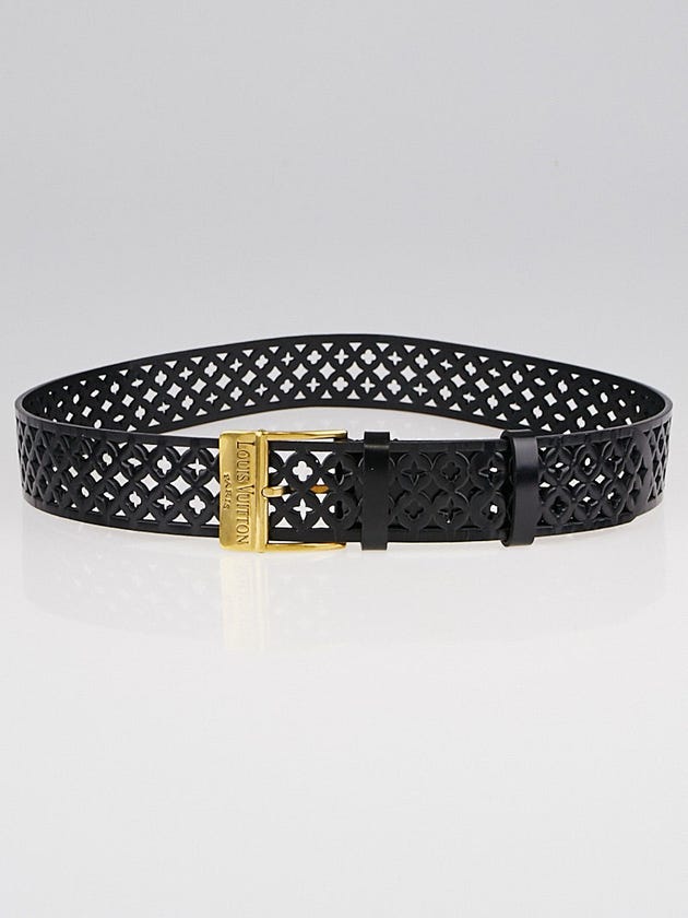 Louis Vuitton Black Laser Cut Leather Belt Size 90/36