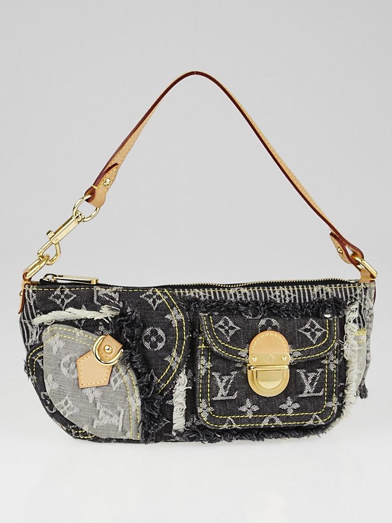 Louis Vuitton Limited Edition Grey Monogram Denim Patchwork Pouchy Bag ...