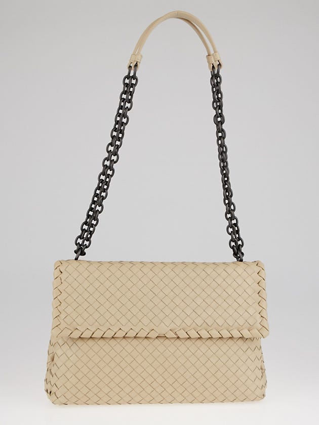 Bottega Veneta Mink Intrecciato Woven Nappa Leather Medium Olimpia Bag