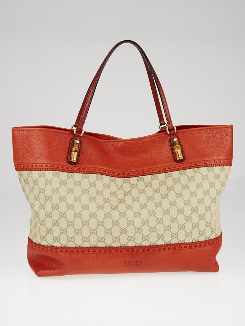 Gucci Beige/Orange GG Canvas Laidback Crafty Tote Bag Yoogi #39 s Closet