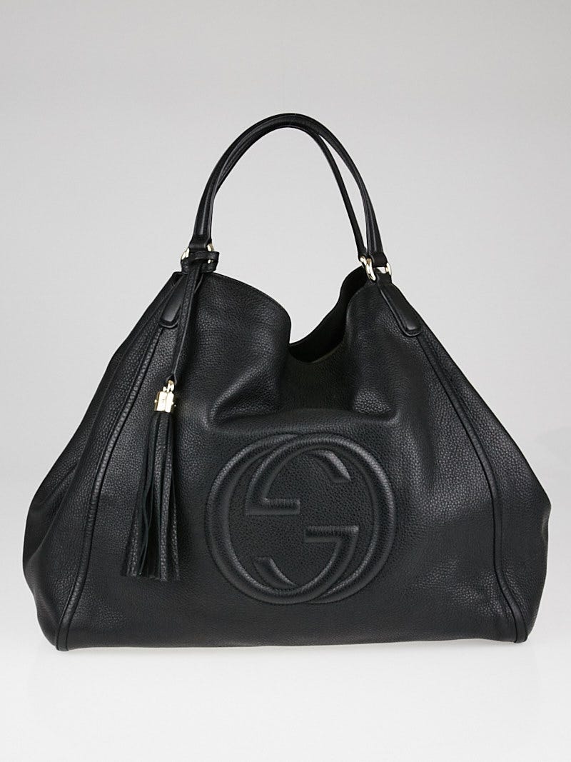 Gucci Black Pebbled Leather Soho Large Top Handle Bag Yoogi s Closet