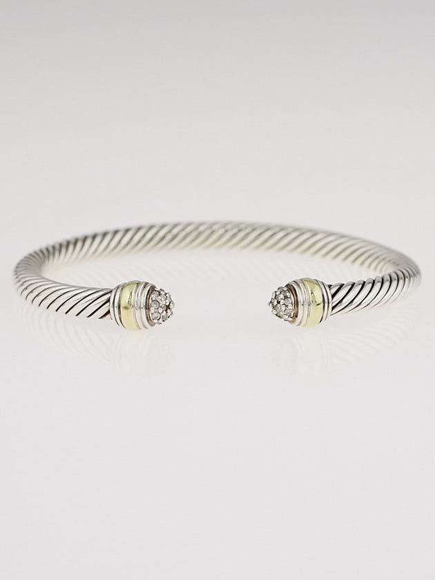 David Yurman 14K Gold/Silver with Diamonds 7mm Ice Cable Bracelet