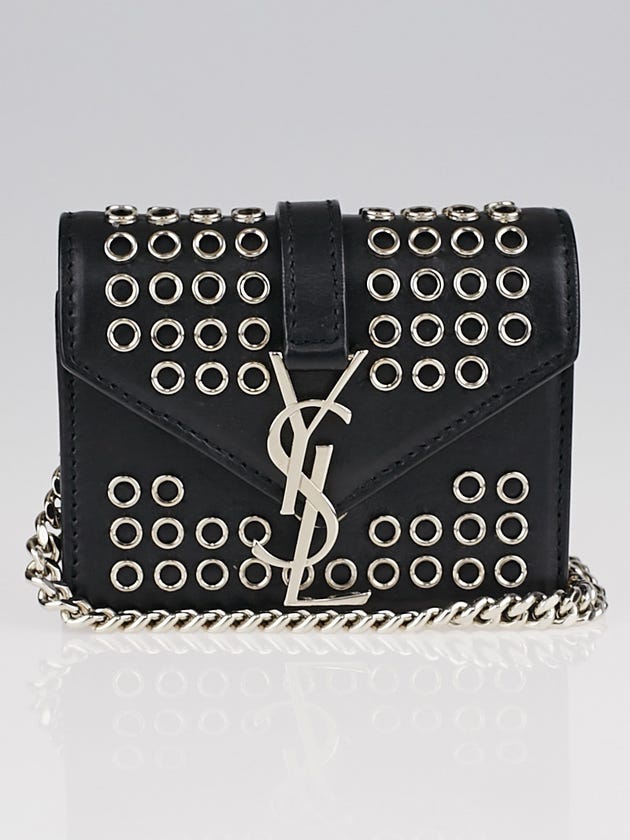 Yves Saint Laurent Black Leather Pointed-Eyelets Candy Bag