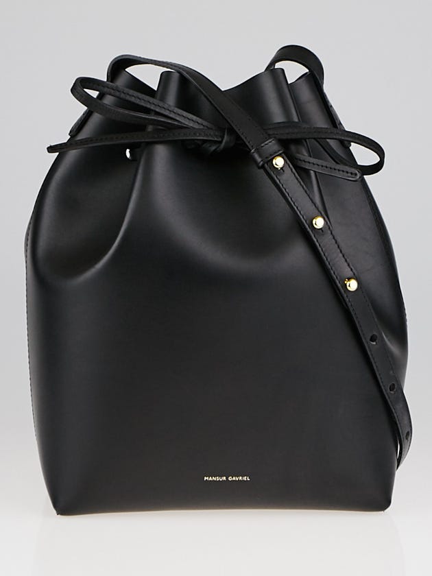 Mansur Gavriel Black/Royal Vegetable Tanned Leather Bucket Bag