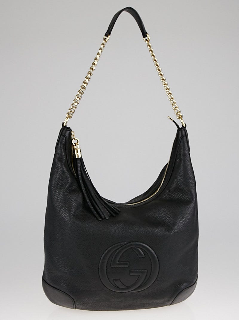 Gucci Black Pebbled Leather Soho Chain Shoulder Bag Yoogi s Closet