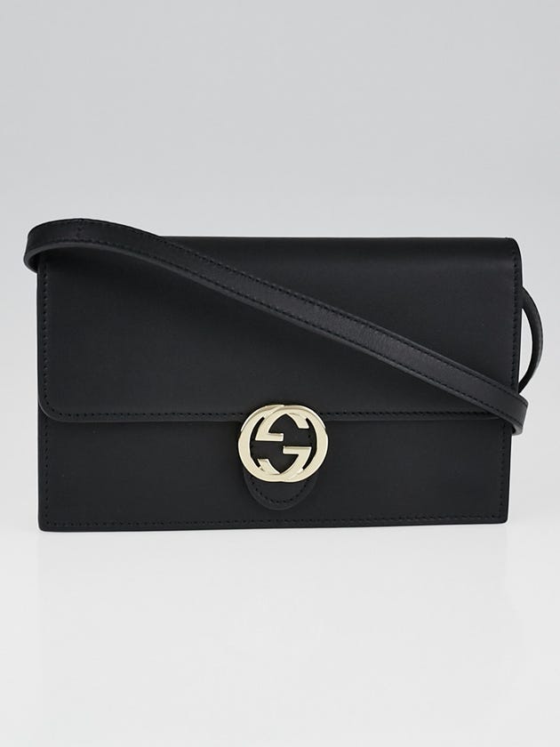 Gucci Black Leather Icon Wallet Crossbody Bag