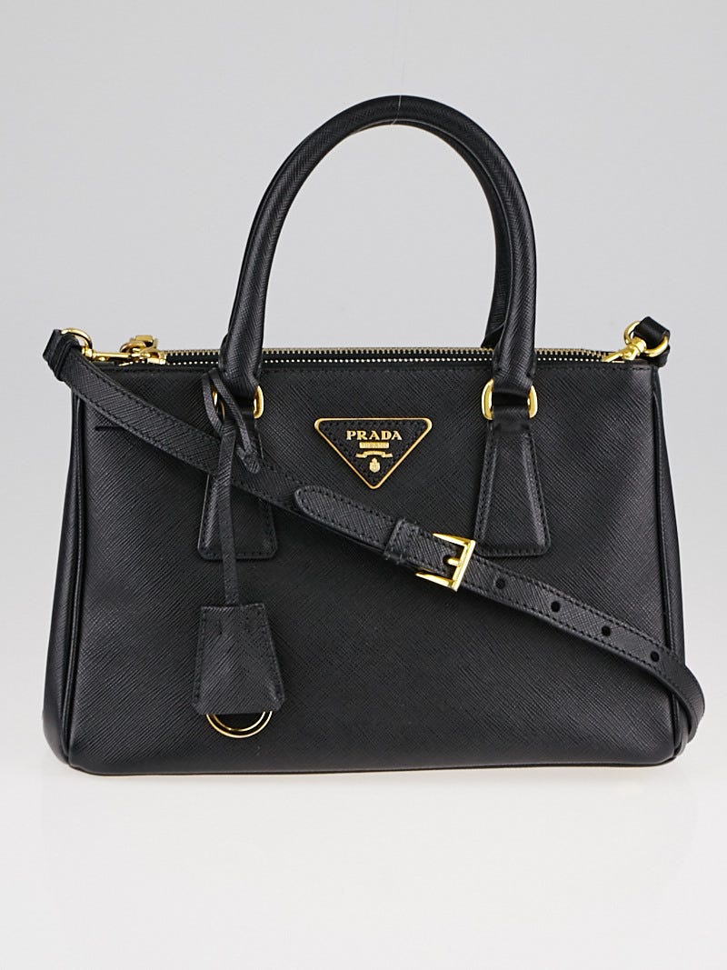 Prada Black Saffiano Lux Leather Mini Double Zip Tote Bag Yoogi s Closet