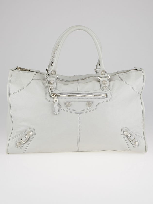 Balenciaga Gris Glace Lambskin Leather Giant 12 Silver Work Bag