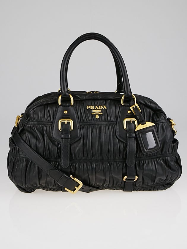 Prada Black Nappa Gaufre Leather Satchel Bag BL0397