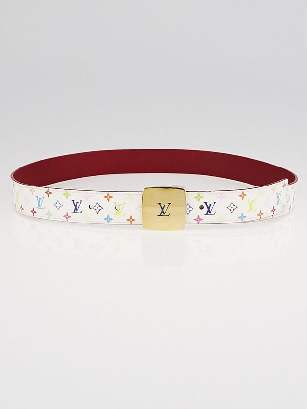 Louis Vuitton 30mm White Monogram Multicolore LV Cut Reversible Belt Size 85/34