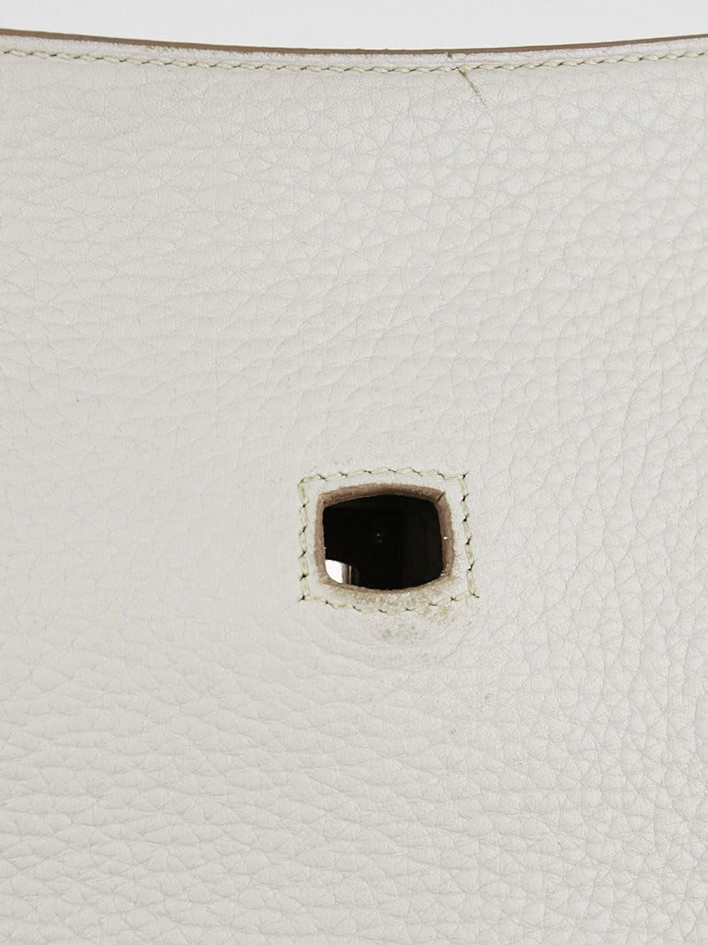 Hermes 27cm Pearl Grey Clemence Leather Palladium Plated Jypsiere