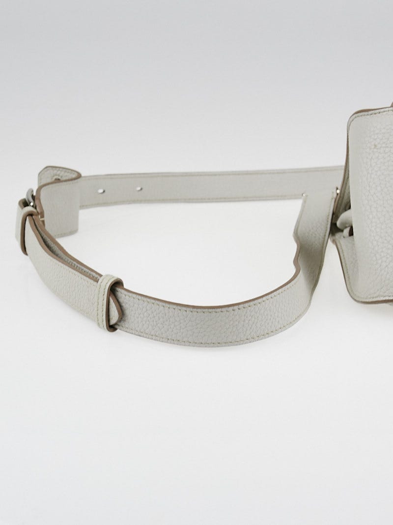 Hermes 27cm Pearl Grey Clemence Leather Palladium Plated Jypsiere