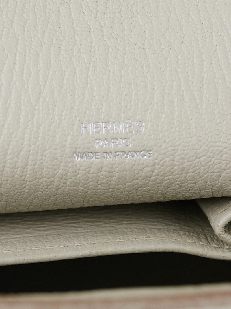 Hermes 27cm Pearl Grey Clemence Leather Palladium Plated Jypsiere