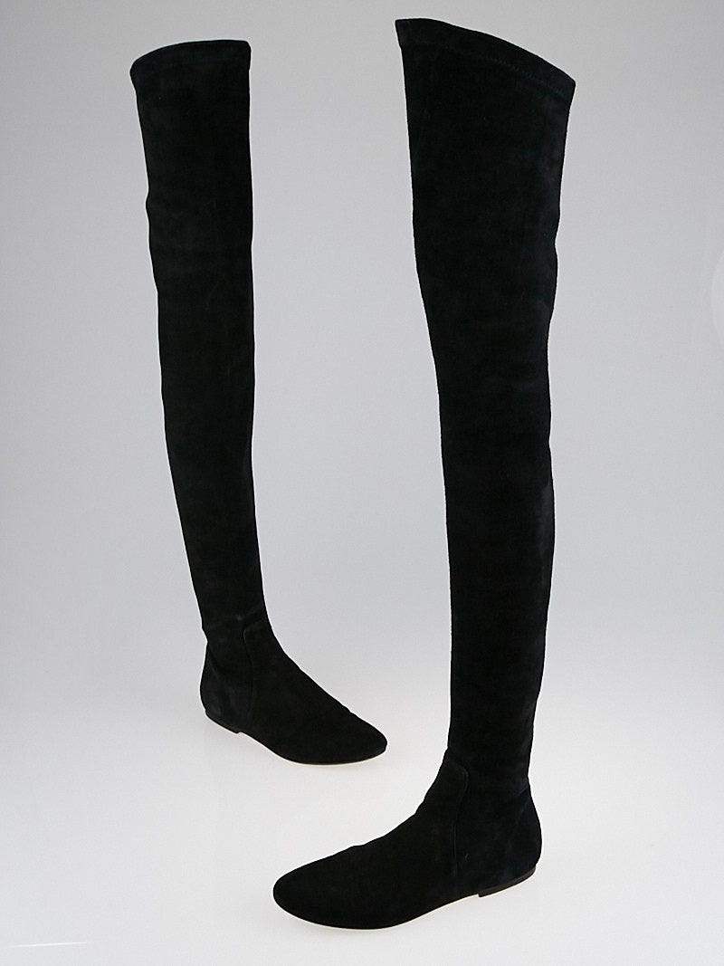 Isabel Marant Etoile Black Suede Brenna Over The Knee Boot Size