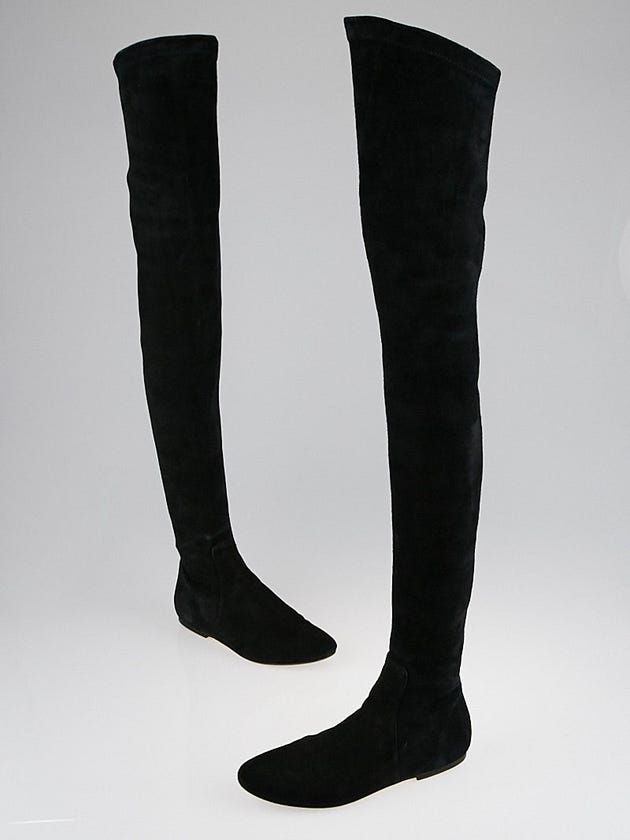 Isabel Marant Etoile Black Suede Brenna Over-The-Knee Boot Size 6.5/37