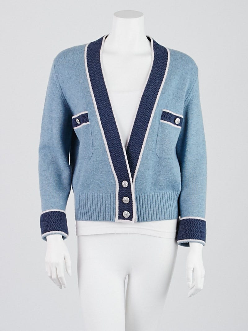 Chanel cardigan blue cheap