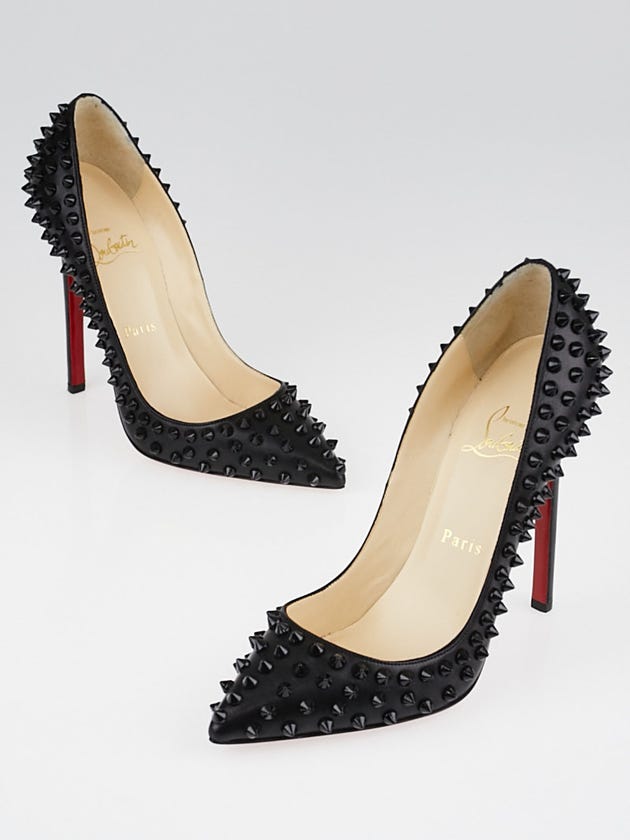 Christian Louboutin Black Nappa Leather Pigalle Spikes 120 Pumps Size 6/36.5