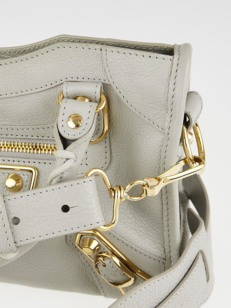 Bagariy レプリカ Balenciaga Light Grey Chevre Leather Metallic Edge Mini City