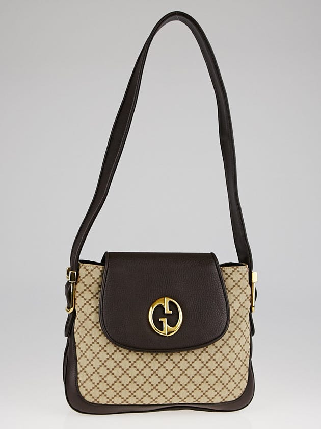 Gucci Beige/Ebony Diamante Canvas 19730 Shoulder Bag