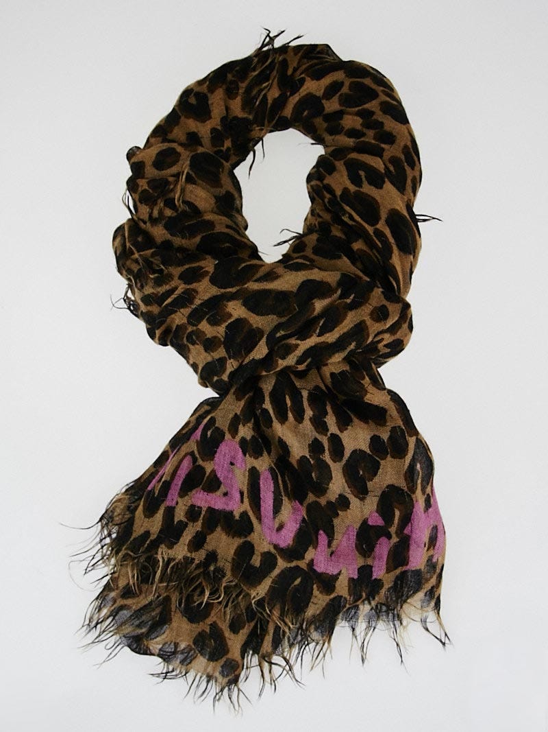 Louis Vuitton Brown Cashmere/Silk Stephen Sprouse Leopard Stole Scarf