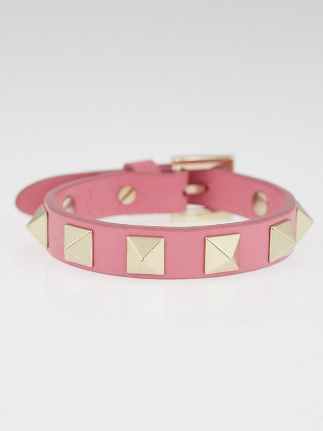 Valentino Pink Leather Rockstud Bracelet
