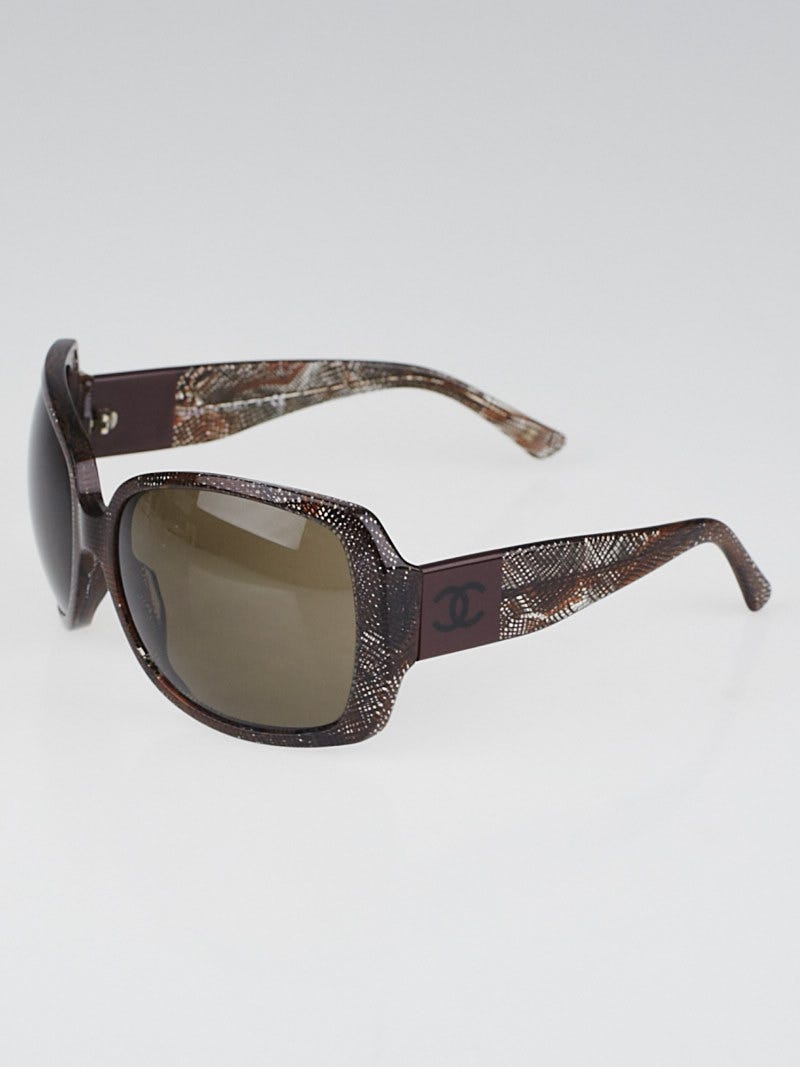 Chanel Bordeaux Print Frame Square Tinted Sunglasses 5145