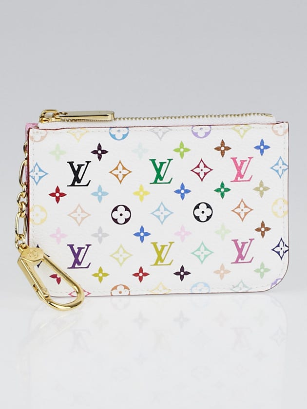 Louis Vuitton White/Litchi Monogram Multicolore Pochette Cles NM Key Holder