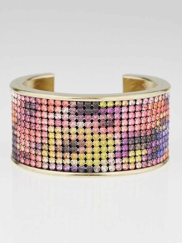 Chanel Goldtone Metal and Crystal Flower Power Cuff Bracelet