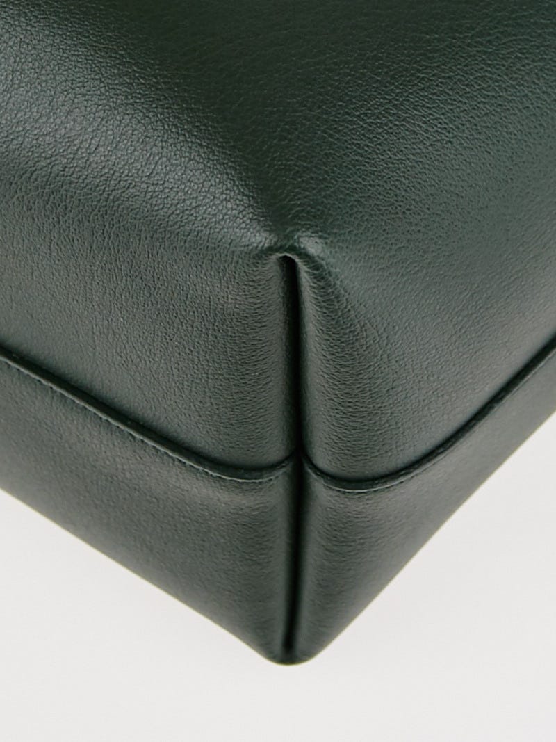 トートバッグ SAINT LAURENT DARK GREEN LEATHER SHOPPING BAG Yves Saint Laurent Green Smooth Leather Le 61 Framed Small