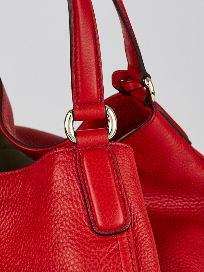Gucci Red Pebbled Leather Soho Top Handle Tote Bag | Yoogi's Closet